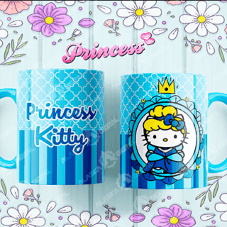 14 Plantillas Tazas Kitty Princesas + Mockup