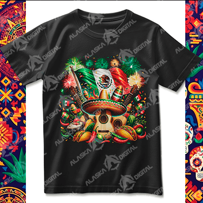 9 Plantillas Playeras Viva México y sus Tradiciones + Mockup 9 Plantillas Playeras Viva México y sus Tradiciones + Mockup - Imagen 4