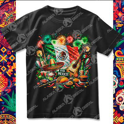 9 Plantillas Playeras Viva México y sus Tradiciones + Mockup 9 Plantillas Playeras Viva México y sus Tradiciones + Mockup - Imagen 3